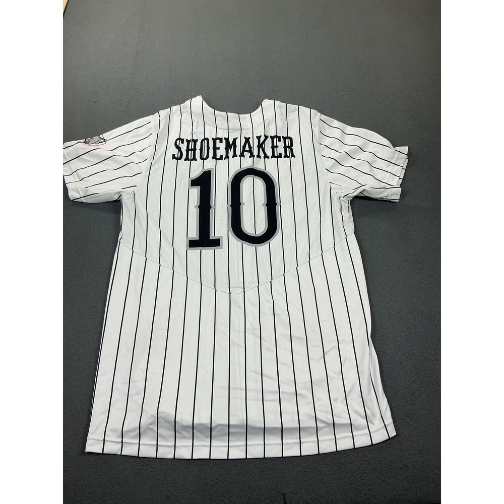 Indiana Bulls Jersey Mens Medium White Baseball Nike Shoemaker 10 Pinstripe